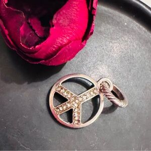 Brighton Silver Peace Pendant/ Charm with Crystal Accents